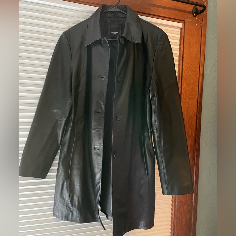 Colebrook & Co. Black Leather Car Coat | Size L
